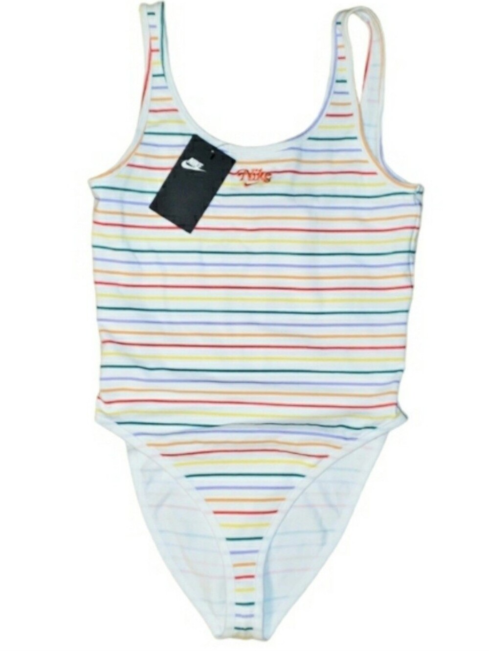 New Nike Sportswear Retro Femme Rainbow Striped Bodysuit - Picture 3 of 6
